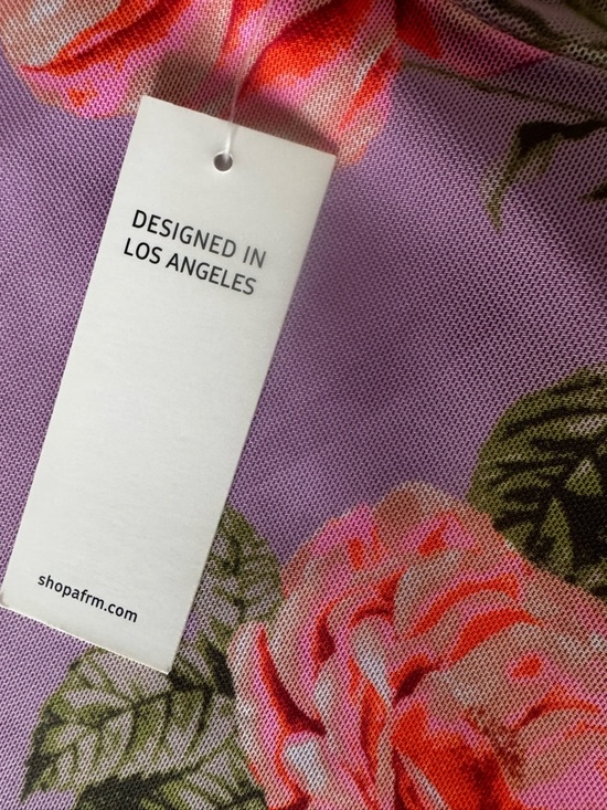 AFRM Lavender Floral Midi Dress with Pink & Yellow Roses NWT - Picture 5 of 6